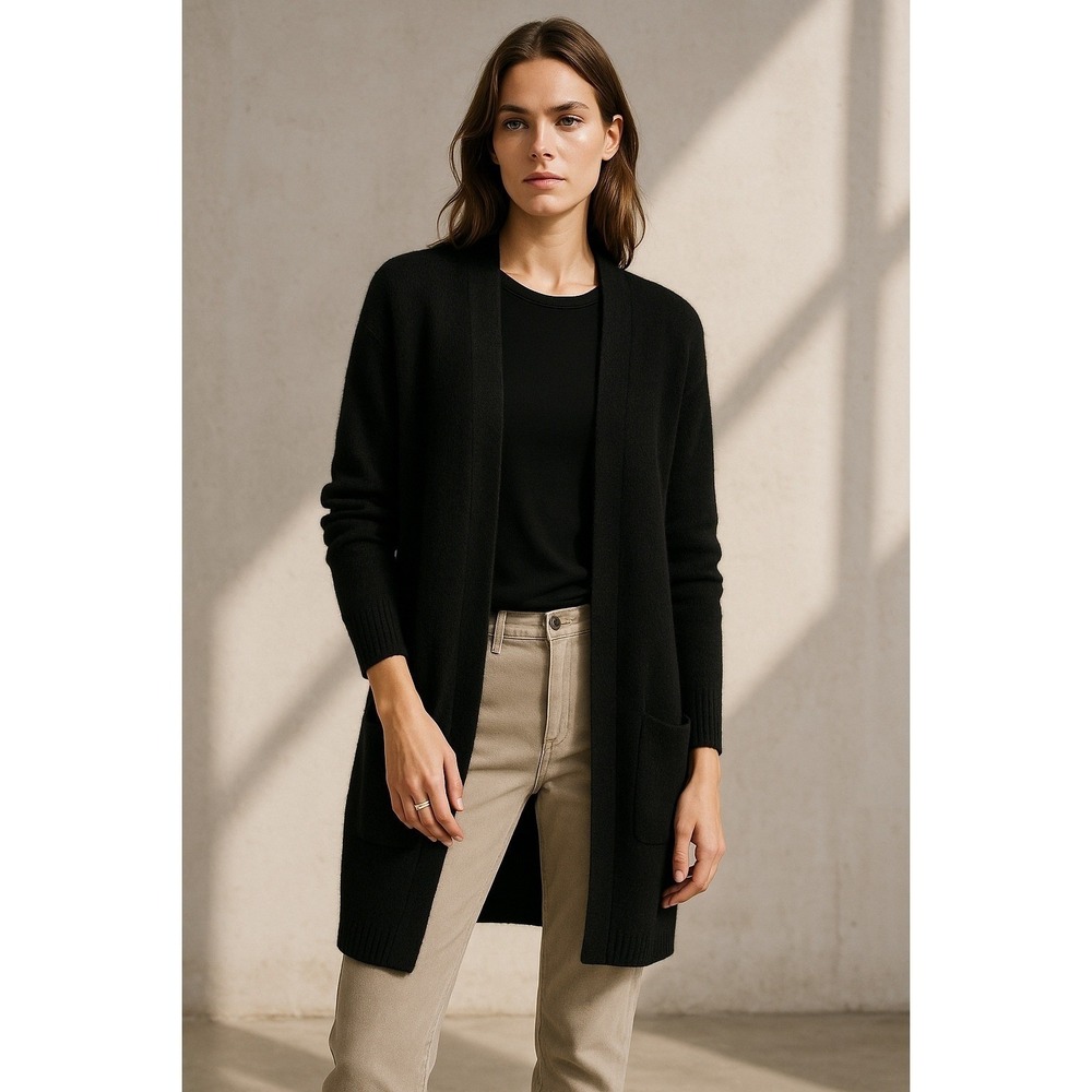 Madewell Alpaca Merino Open Cardigan Black Knit Minimalist Layering Size S - Picture 2 of 8